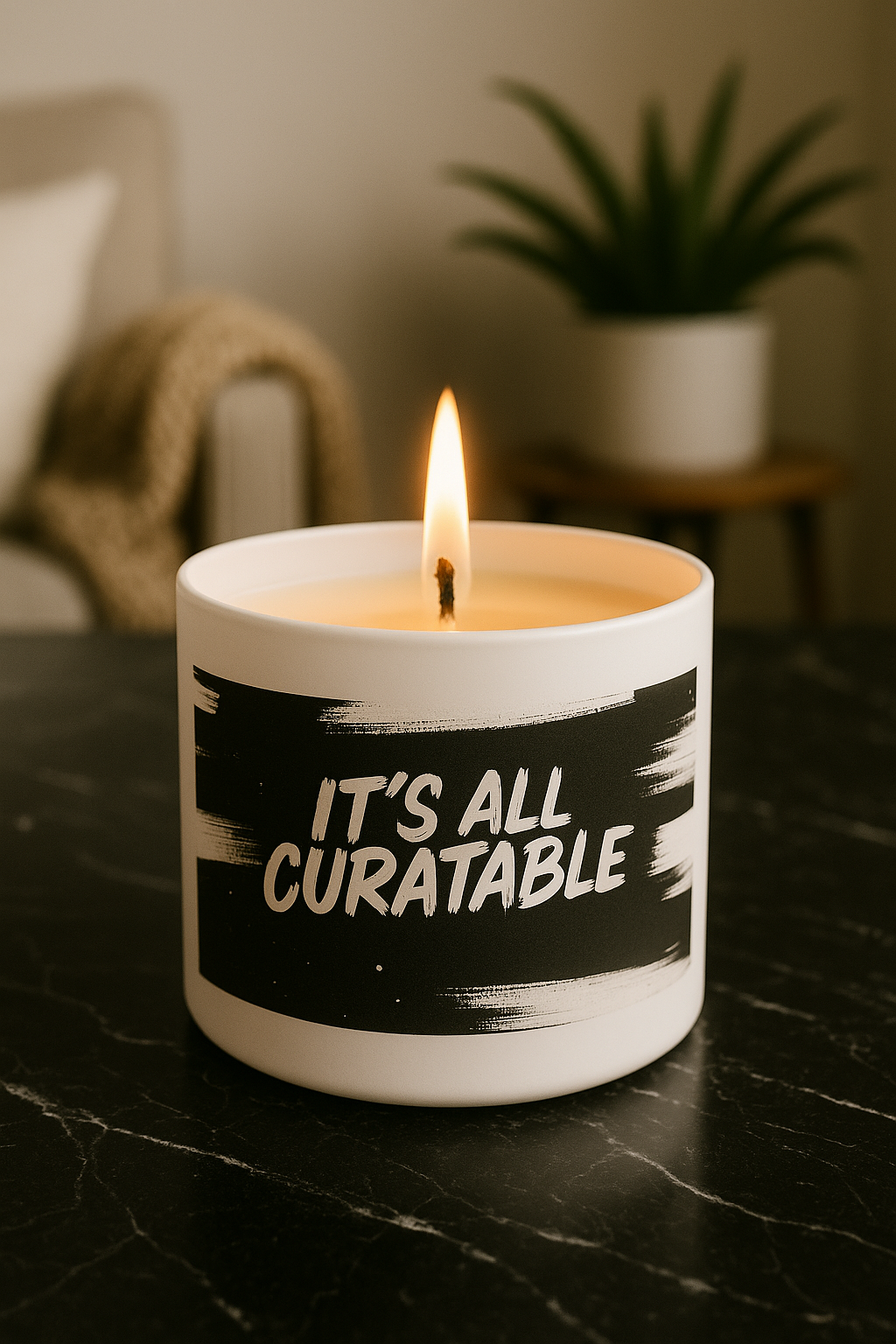 White Four Ounce Floral Scented Candle